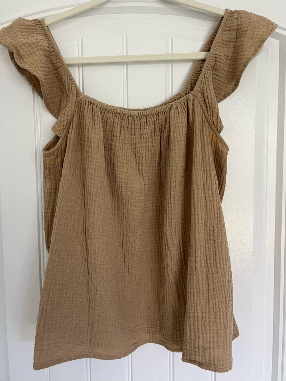 Ann Taylor Relaxed Gauze Tank Top - Taupe Brown